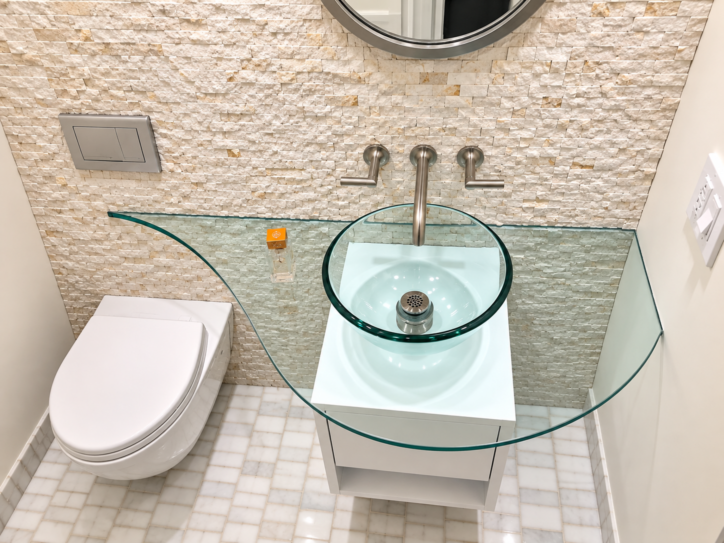 After — The Art of Materials Contrast | A Contemporary Powder Room (1 of 5)